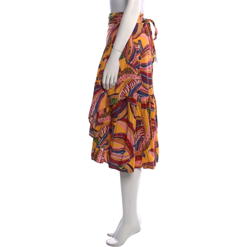 FARM RIO Linen Banana Wrap Skirt Size Small Midi Tropical Colorful NEW - Picture 5 of 7